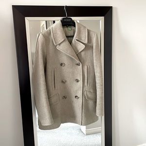 Theory Women's Light Gray Wool Blend Double-Breasted Pea Coat